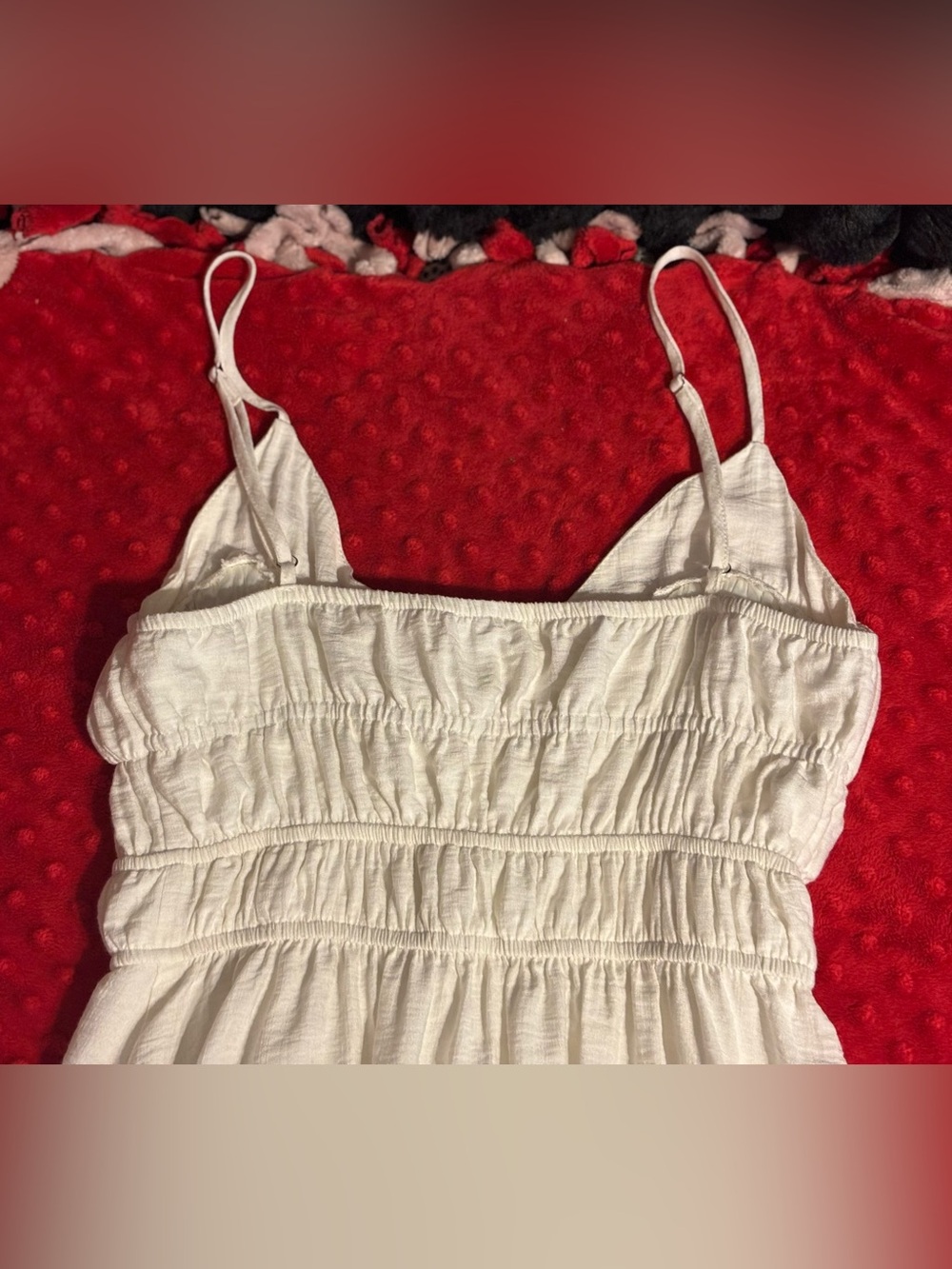 White Smocked Bodice Spaghetti-Strap Maxi Dress NWOT - Picture 6 of 13